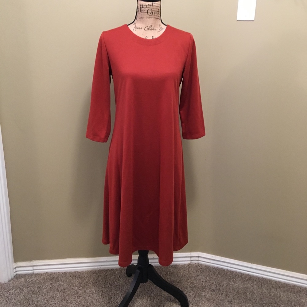 Susan Graver Burnt Orange midi dress